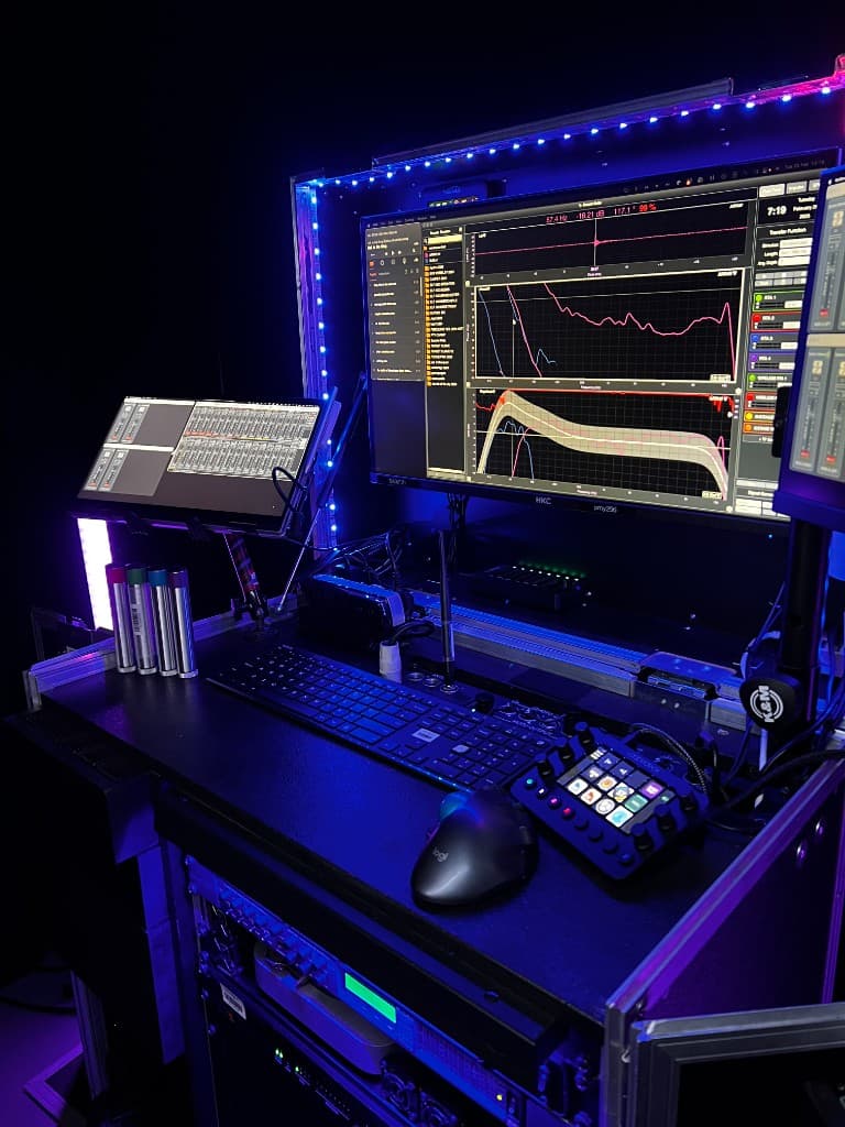 Smaart measurement and system optimisation on site.